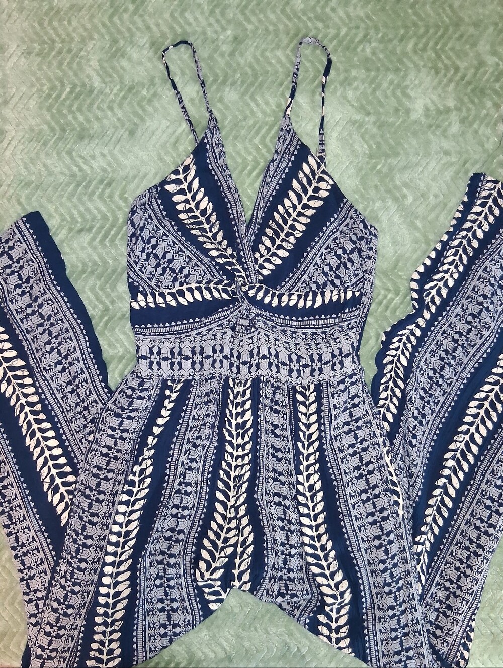 Blue and White Printed Women’s Jumpsuit